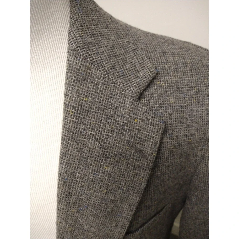 Hunt Valley Vintage Men's 44R Tweed Elbow Patches Gray Wool Blazer Jacket Coat